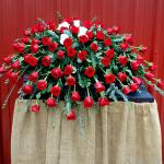 87 red roses to celebrate 87 years of life and 4 white roses for 4 children 
$500